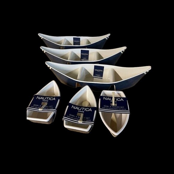 Nautica Home Rowboat & Oar Melamine Condiment Tray Set - Brand New - Picture 2 of 4
